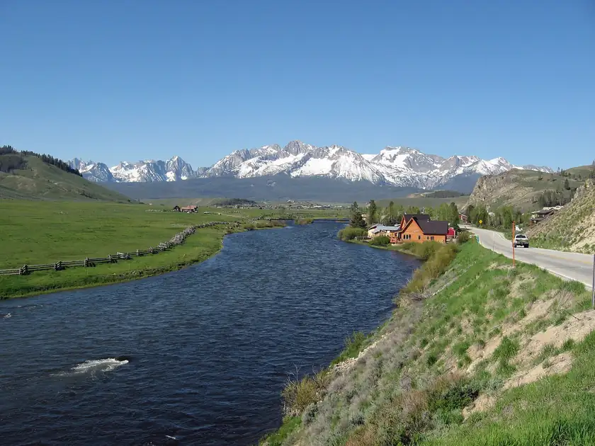 Forested ridges of the Sawtooth Mountains above the Salmon River