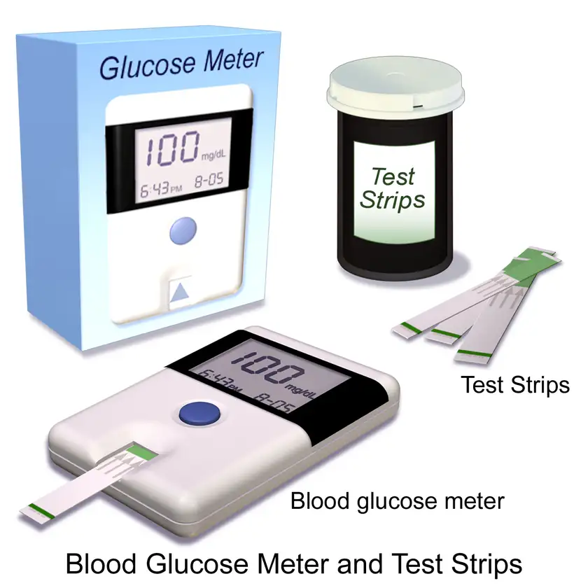 An illustration of a handheld blood glucose meter