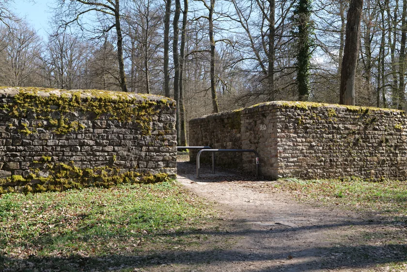 A grassy clearing and earthworks at the Kapersburg Roman fort